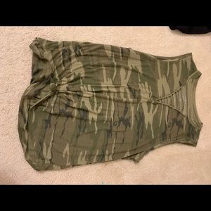 SO muscle tank camo print lace up v neck